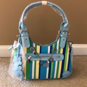 New Blue Striped Satchel